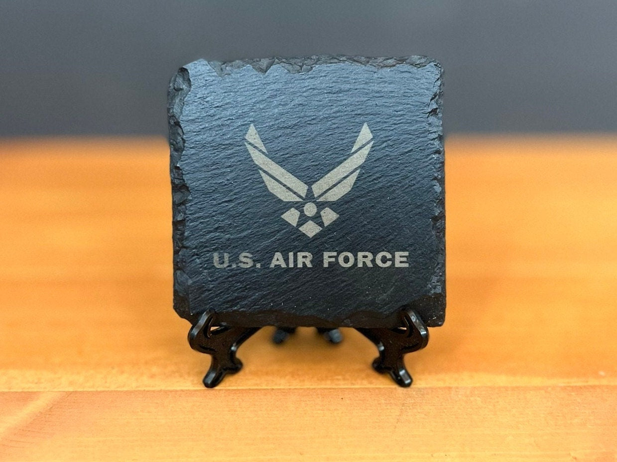 Laser Engraved Slate Coaster with the United States Air Force Symbol