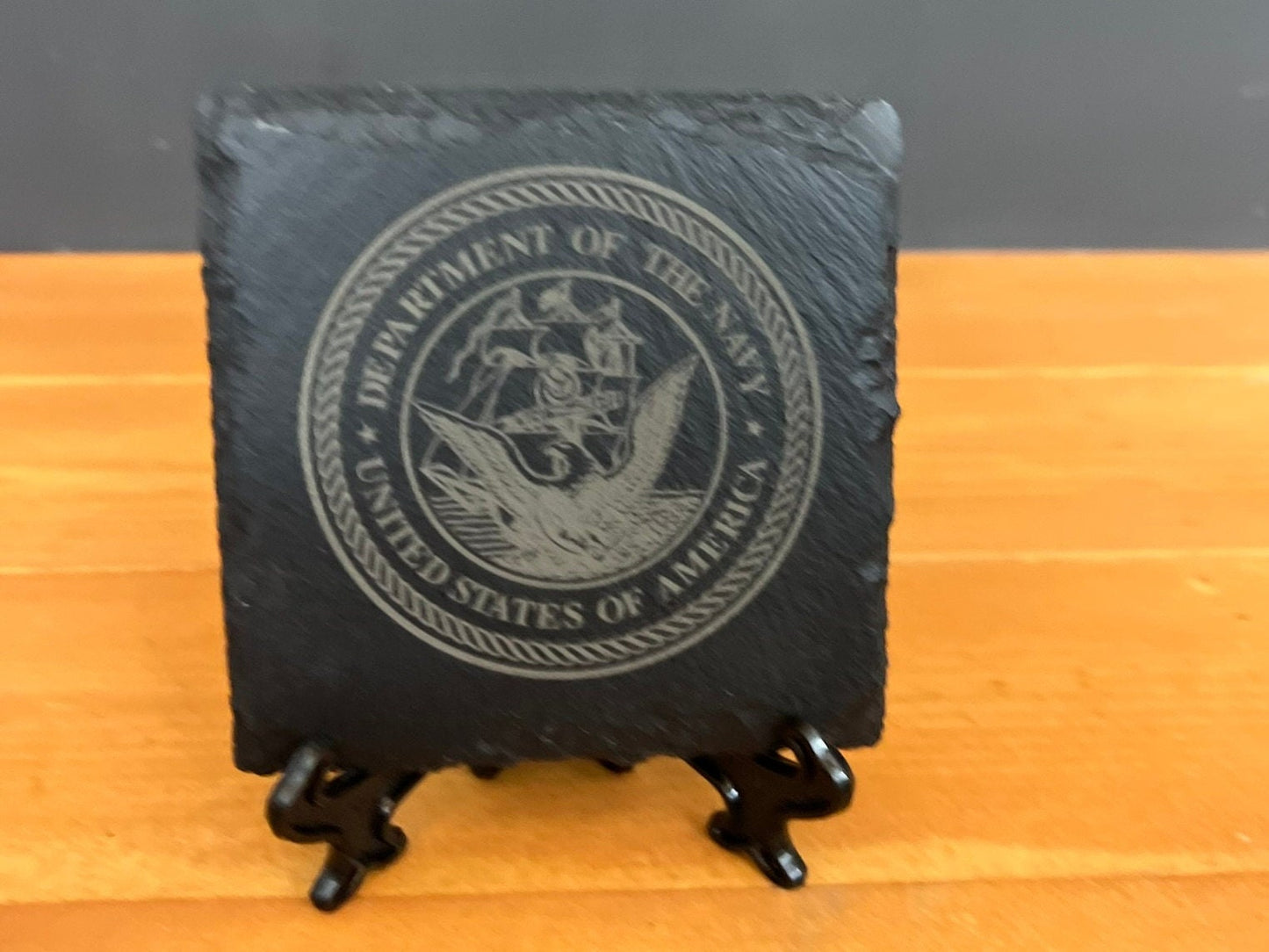 Laser Engraved Slate Coaster with the United State Navy Seal