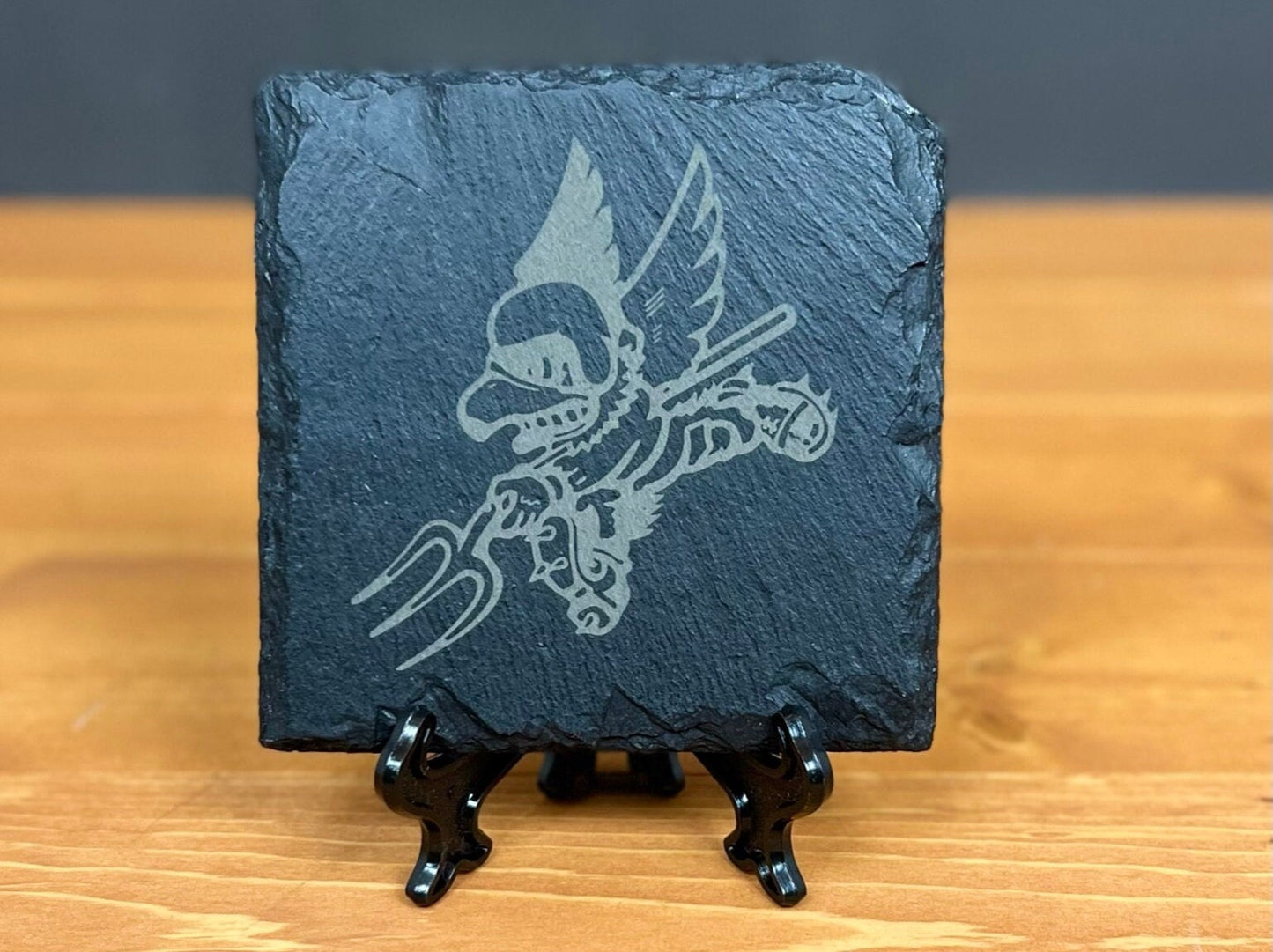 Laser Engraved Slate Coaster with the IA ANG 124th Fighter Squadron Logo