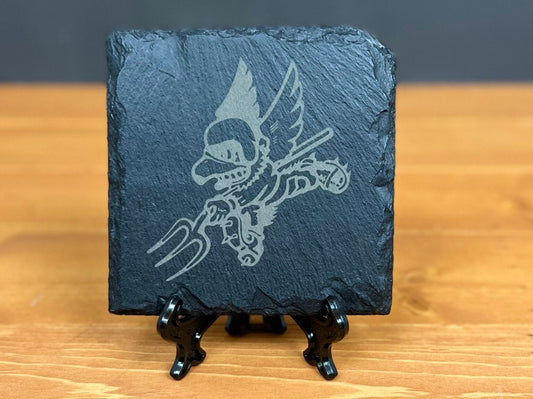Laser Engraved Slate Coaster with the IA ANG 124th Fighter Squadron Logo