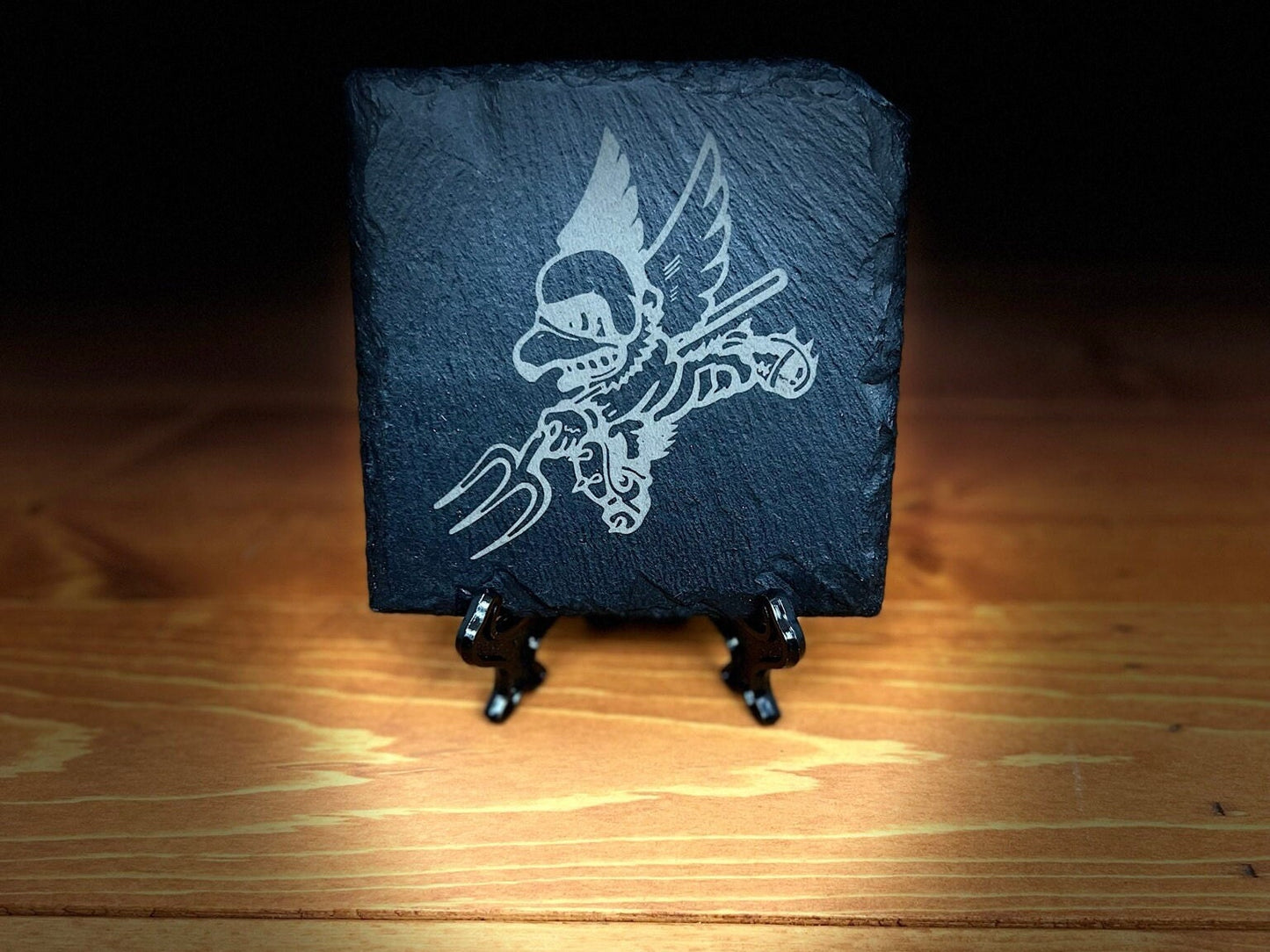 Laser Engraved Slate Coaster with the IA ANG 124th Fighter Squadron Logo