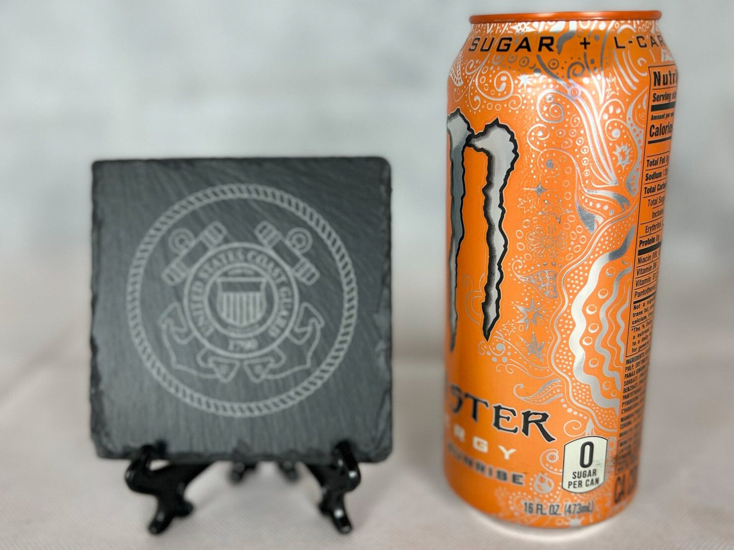 Laser Engraved Slate Coaster with the United States Flag with F-18 design