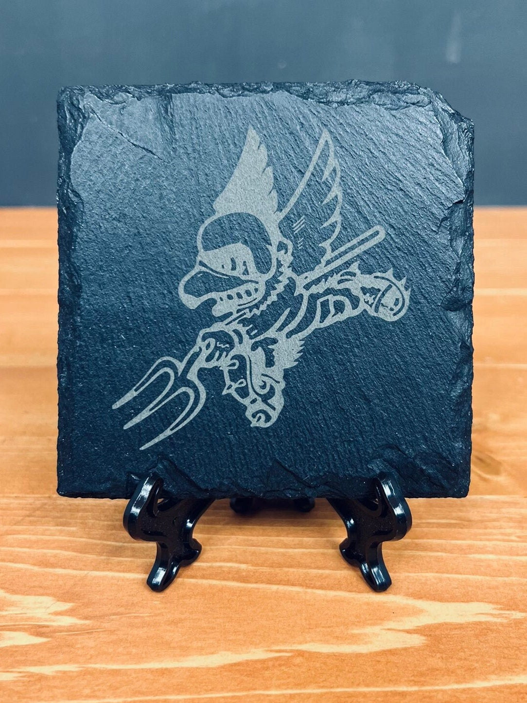 Laser Engraved Slate Coaster with the IA ANG 124th Fighter Squadron Logo