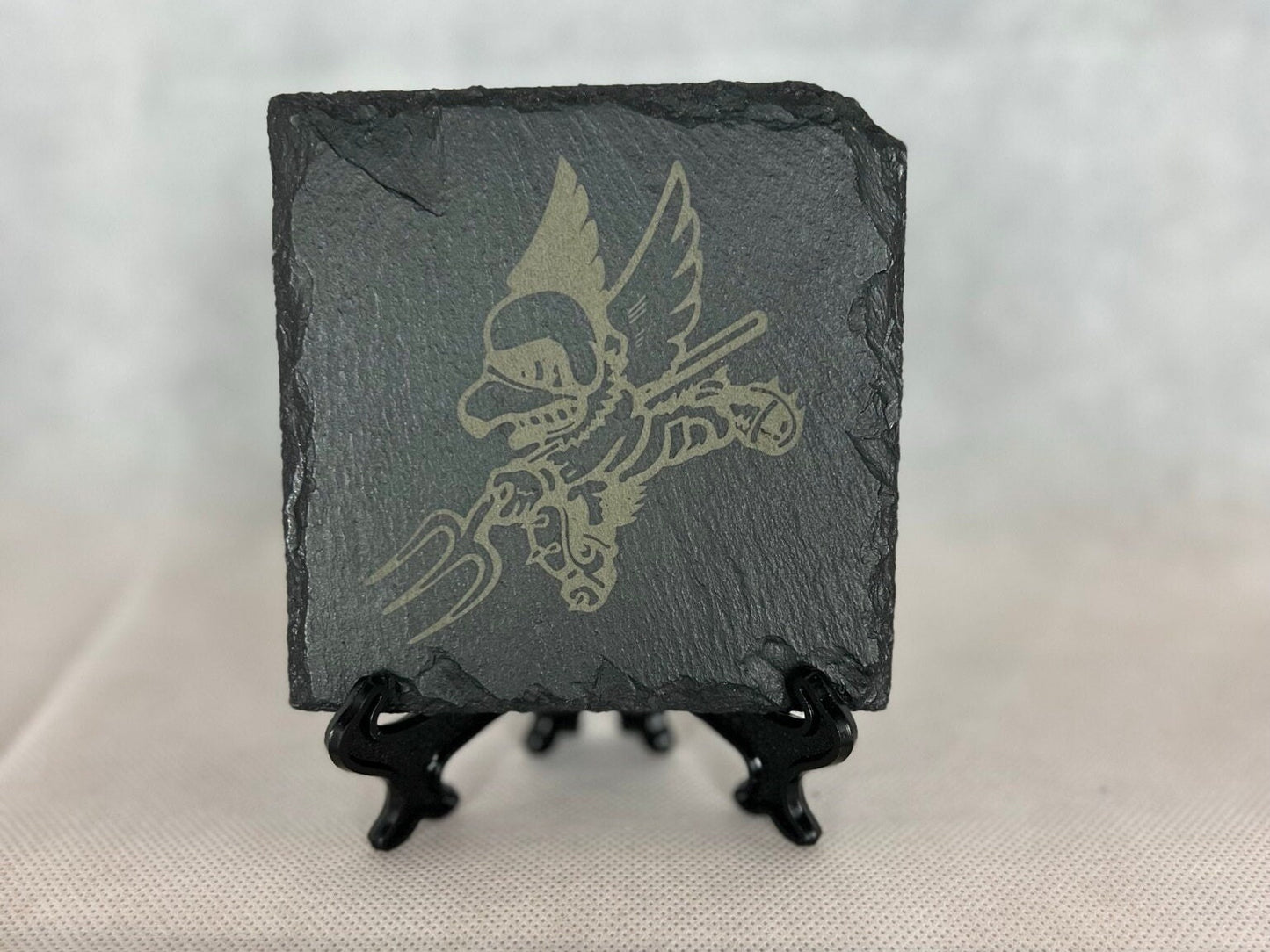 Laser Engraved Slate Coaster with the IA ANG 124th Fighter Squadron Logo